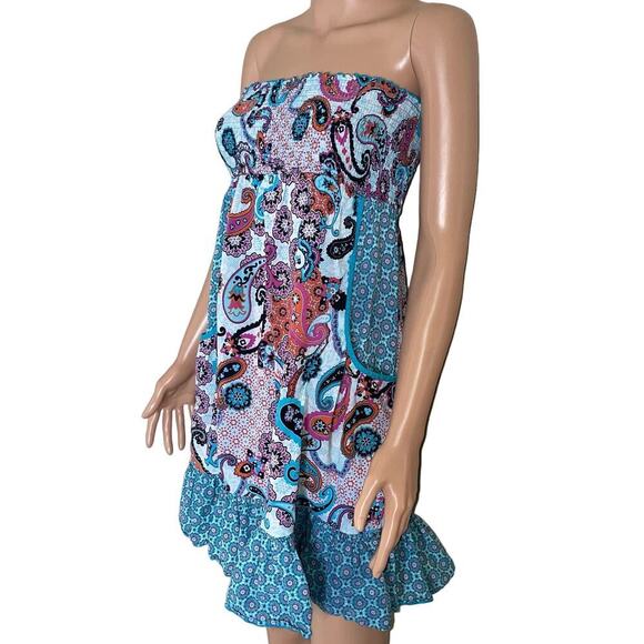 No Boundaries dress sleeveless smocked top large front pockets ruffle hem SZ LG - Picture 3 of 9